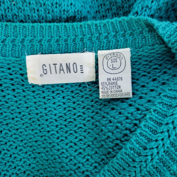 Vtg Gitano Womens L Pullover V Neck Sweater With Shoulder Pads - Picture 2 of 10